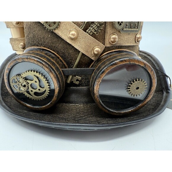Unisex Gothic Steampunk Top Hat w Goggle Gear Large ComicCon DragonCon Victorian - Picture 3 of 7